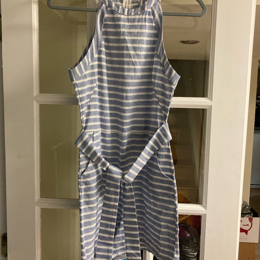 Women’s Sz S Shorts Romper Blue/White Nwot